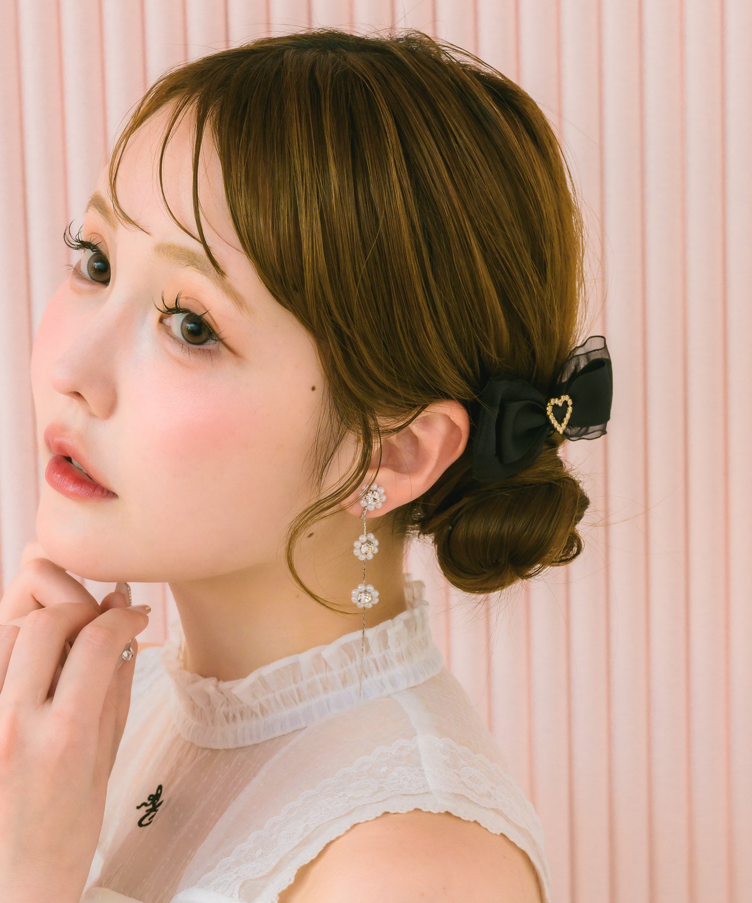 ハートビジューリボンヘアクリップセット | Rlab store