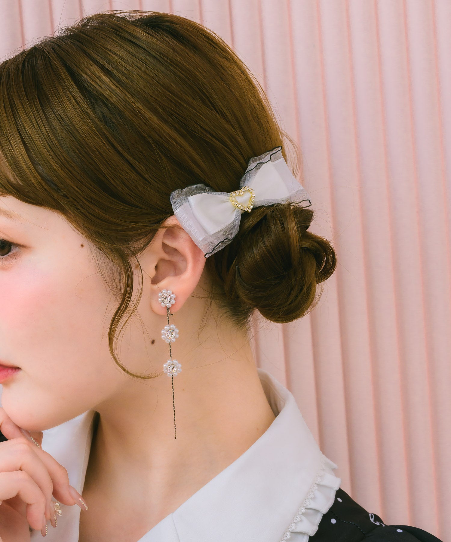 ハートビジューリボンヘアクリップセット | Rlab store