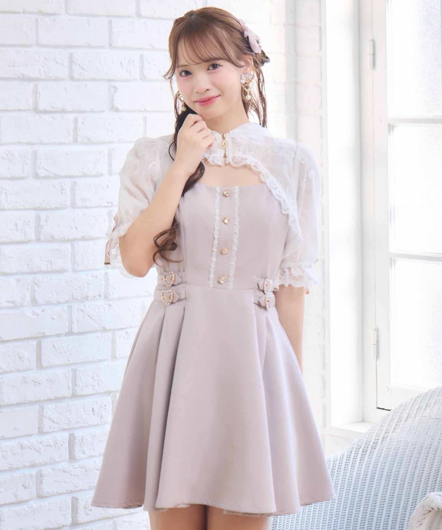 ROJITA - ROJITAシフォン×レースのクラシカルなガウン&キャミセット レースパーカー付きキャミワンピース | Rlab store