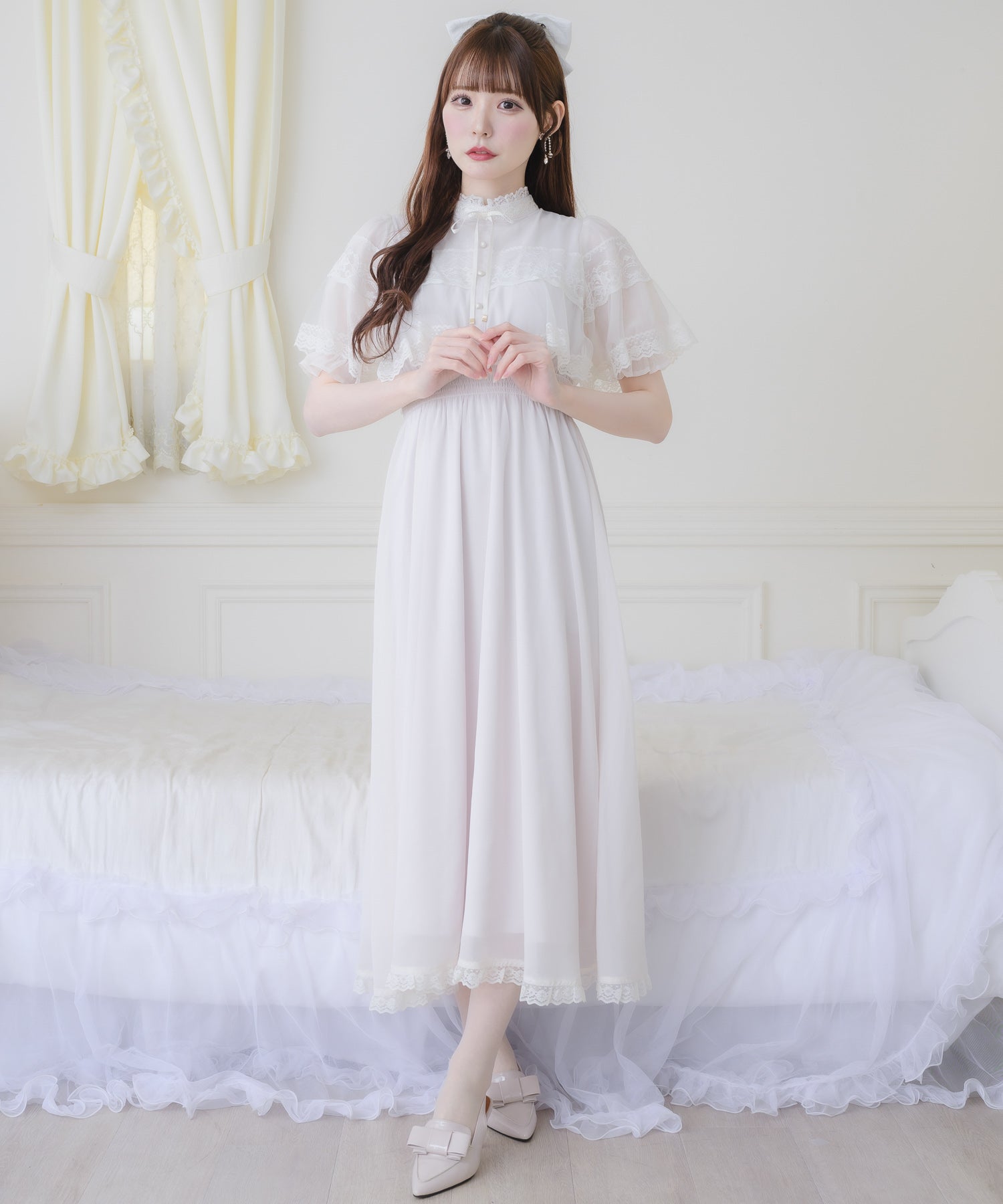 ROJITA デコルテ開きロングワンピース ケープロングワンピース | Rlab store