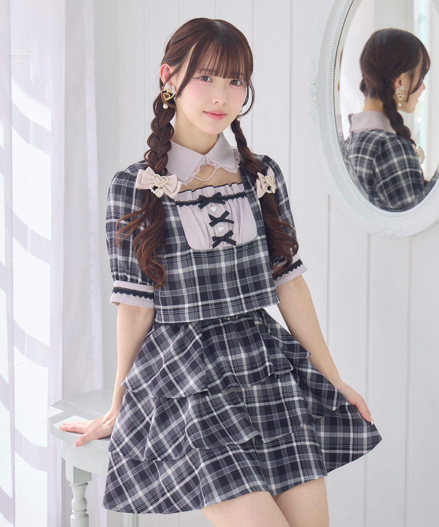★りら　ワンピース②点です★ OUTLET-SALE テーラー襟 ダブル釦 ワンピース Liala×PG 全3色｜lpg321