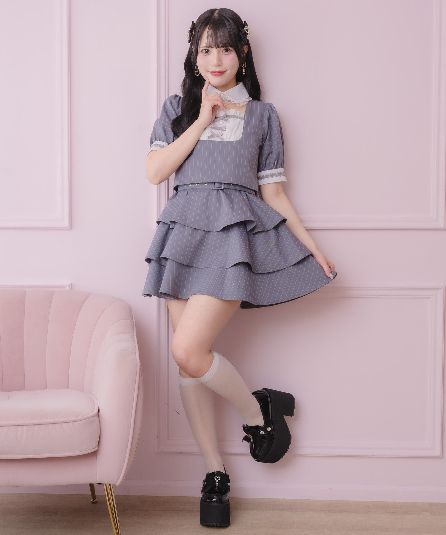 ビーワングレース　２点セット レースカラーマーメイドワンピース「CKN1158」-RUIRUE BOUTIQUE