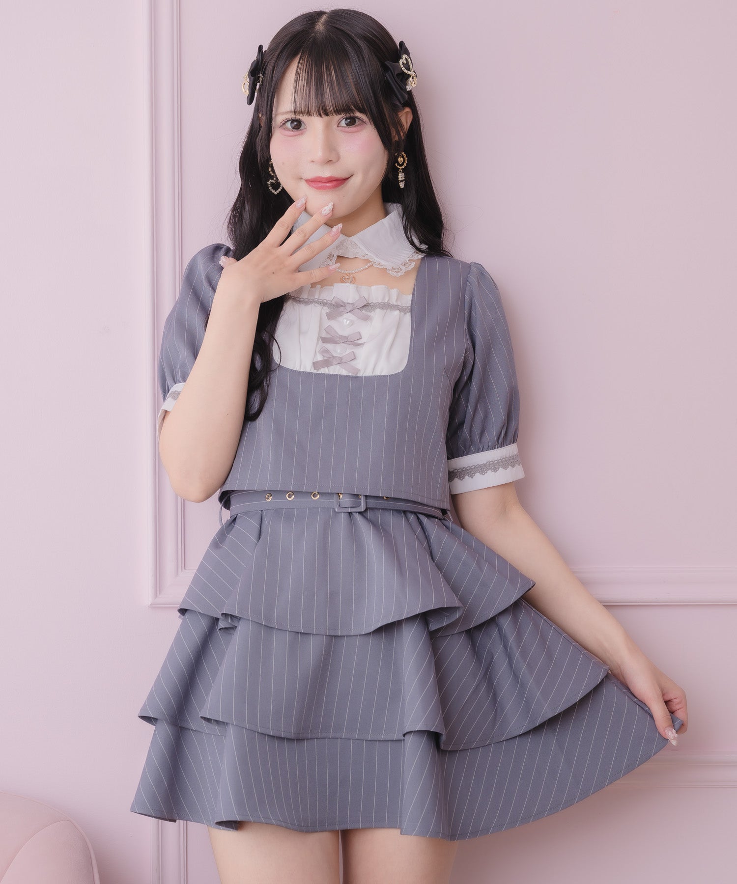 ★りら　ワンピース②点です★ OUTLET-SALE テーラー襟 ダブル釦 ワンピース Liala×PG 全3色｜lpg321