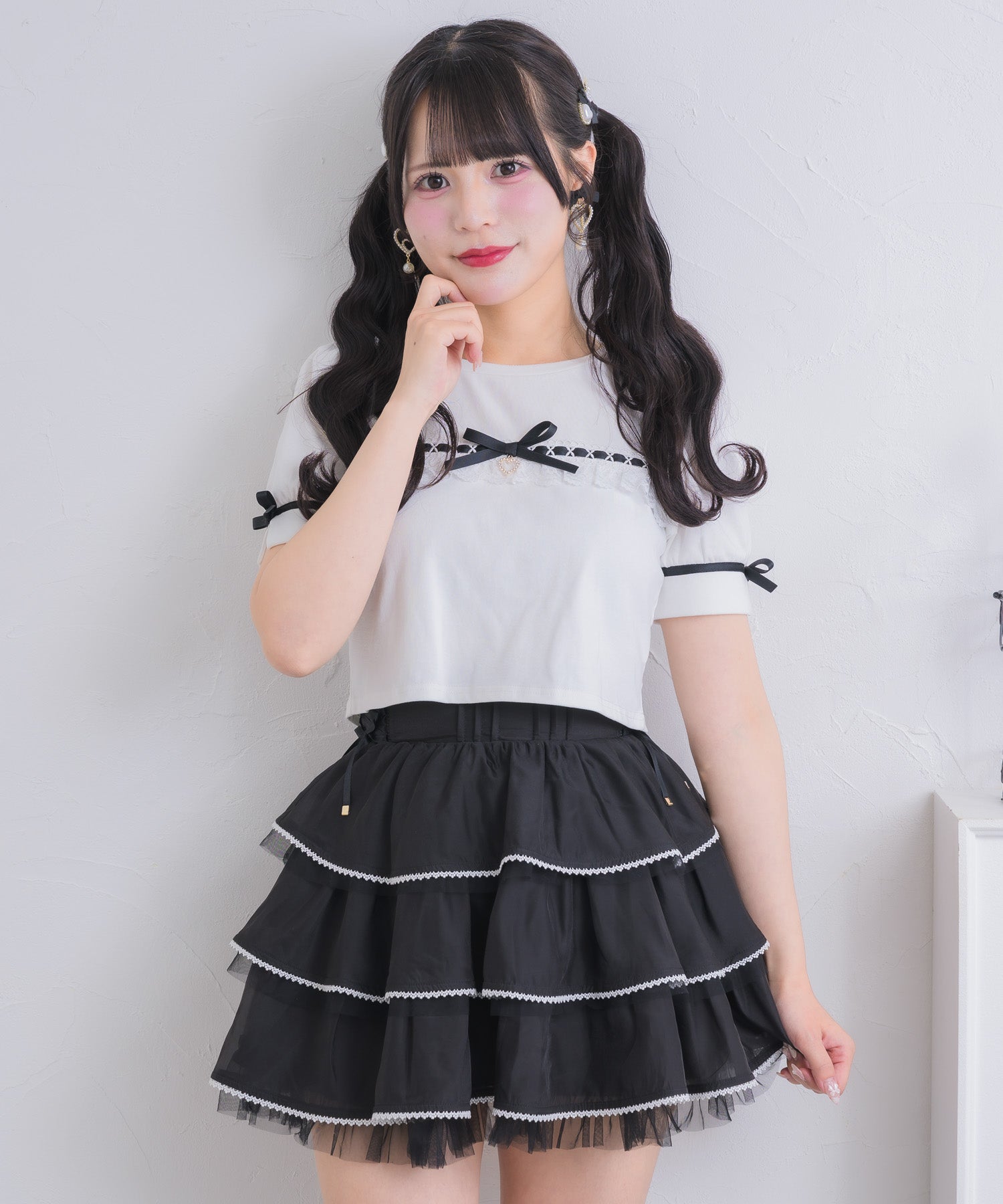 トリミングレースティアードスカート | Rlab store