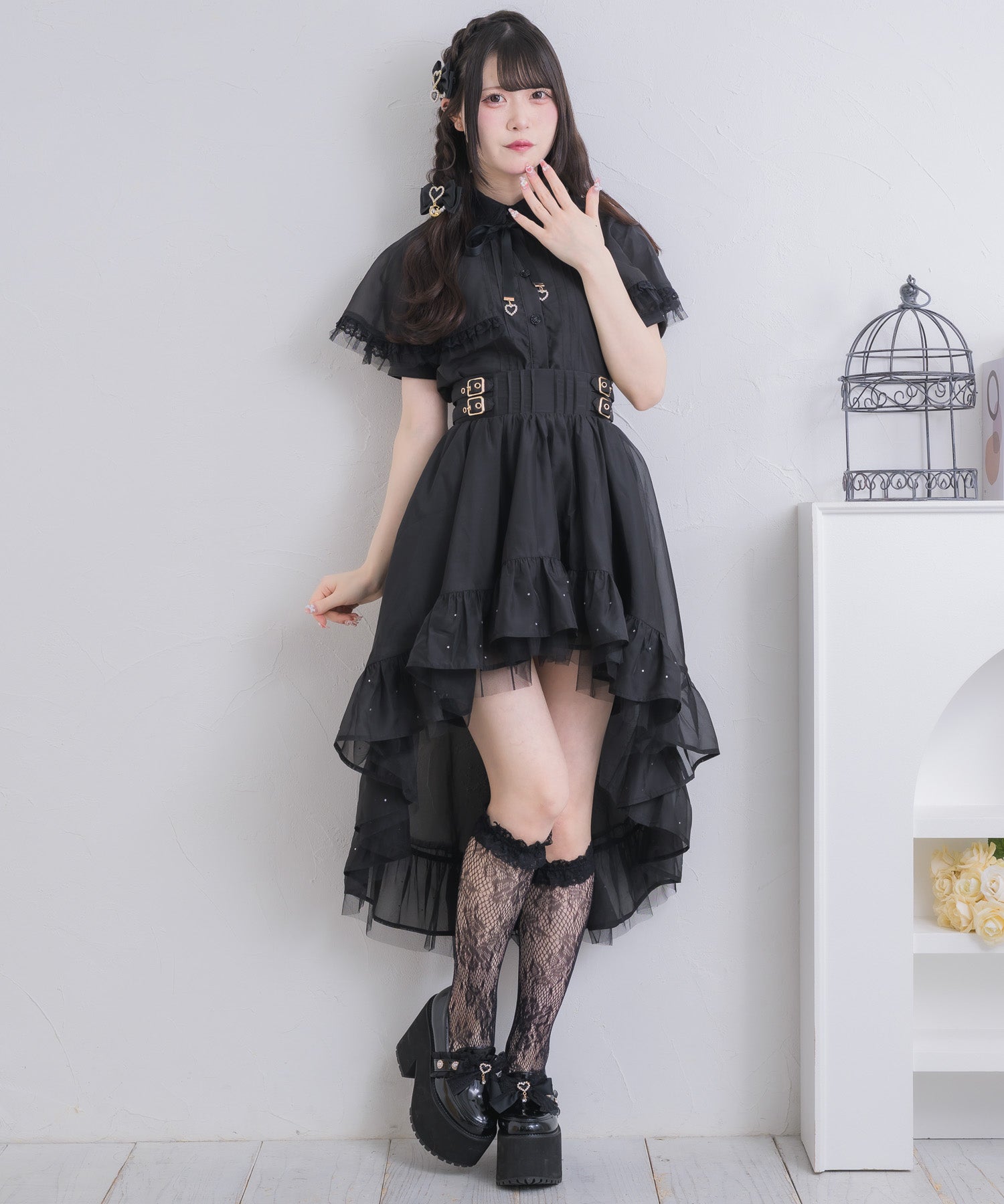 一部カラーのみ通常発送》レースフリルケープブラウス | Rlab store