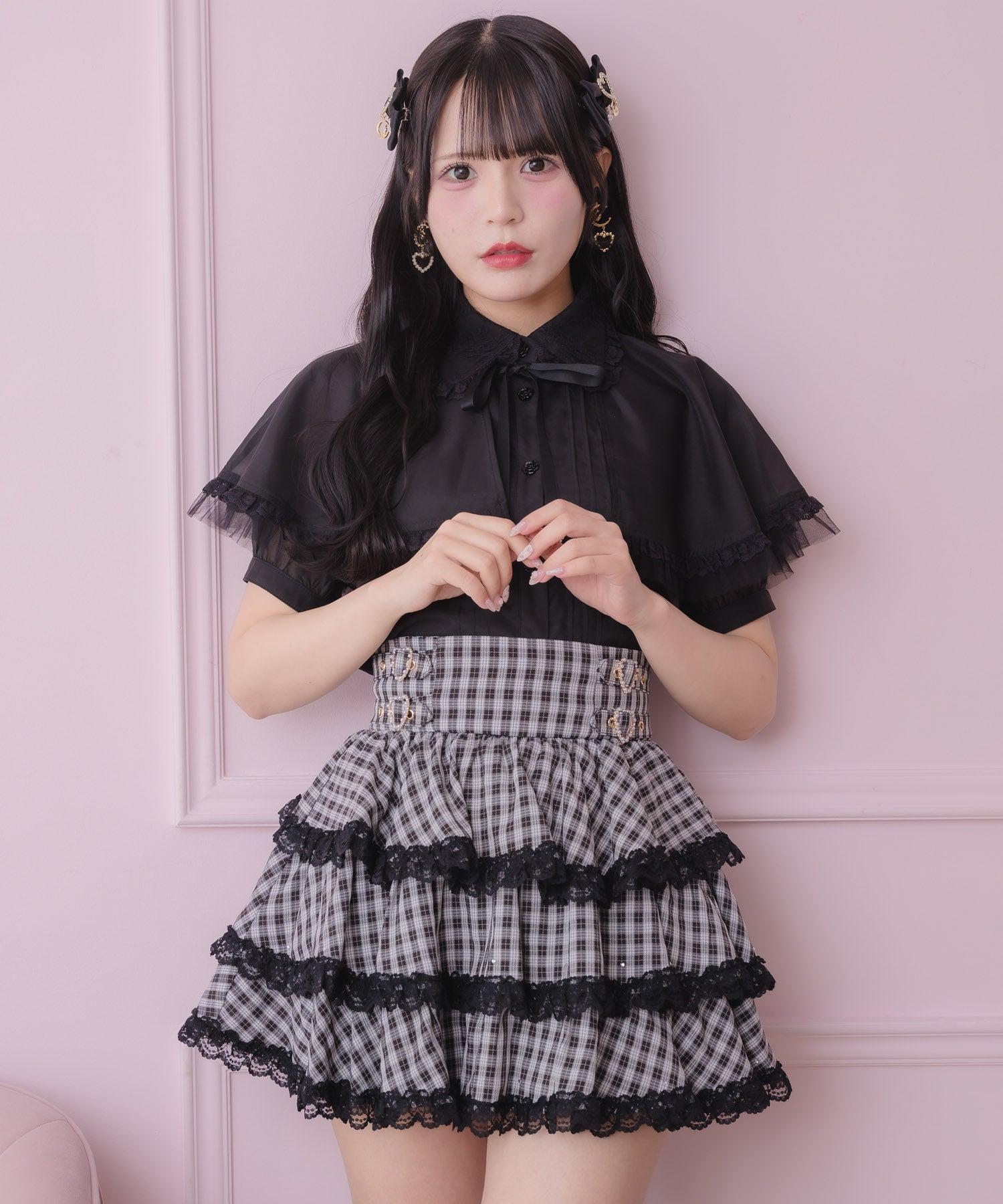 ブラックのみ通常発送》レースフリルケープブラウス | Rlab store