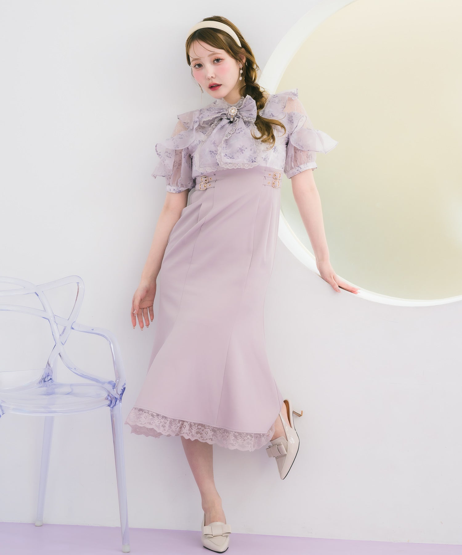 R lab store ROJITA 花柄ワンピース ブルー サイズfree 花柄ドッキングワンピース | Rlab store
