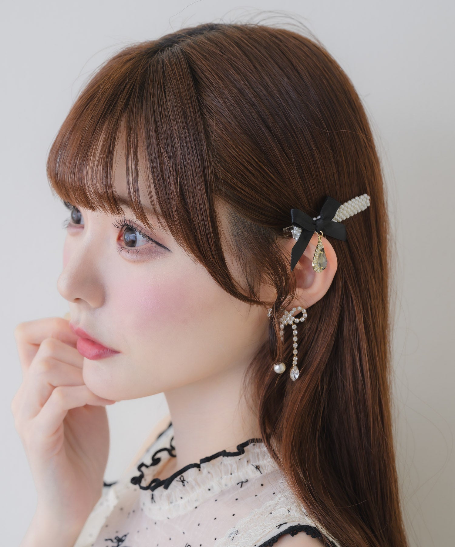 リボンパールヘアクリップセット | Rlab store