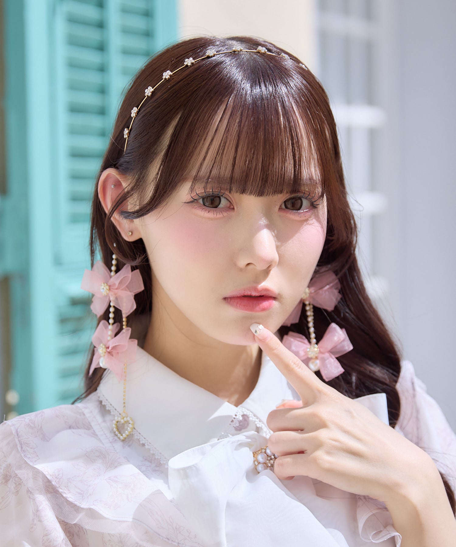 リボン付パールチェーンカチューシャ | Rlab store