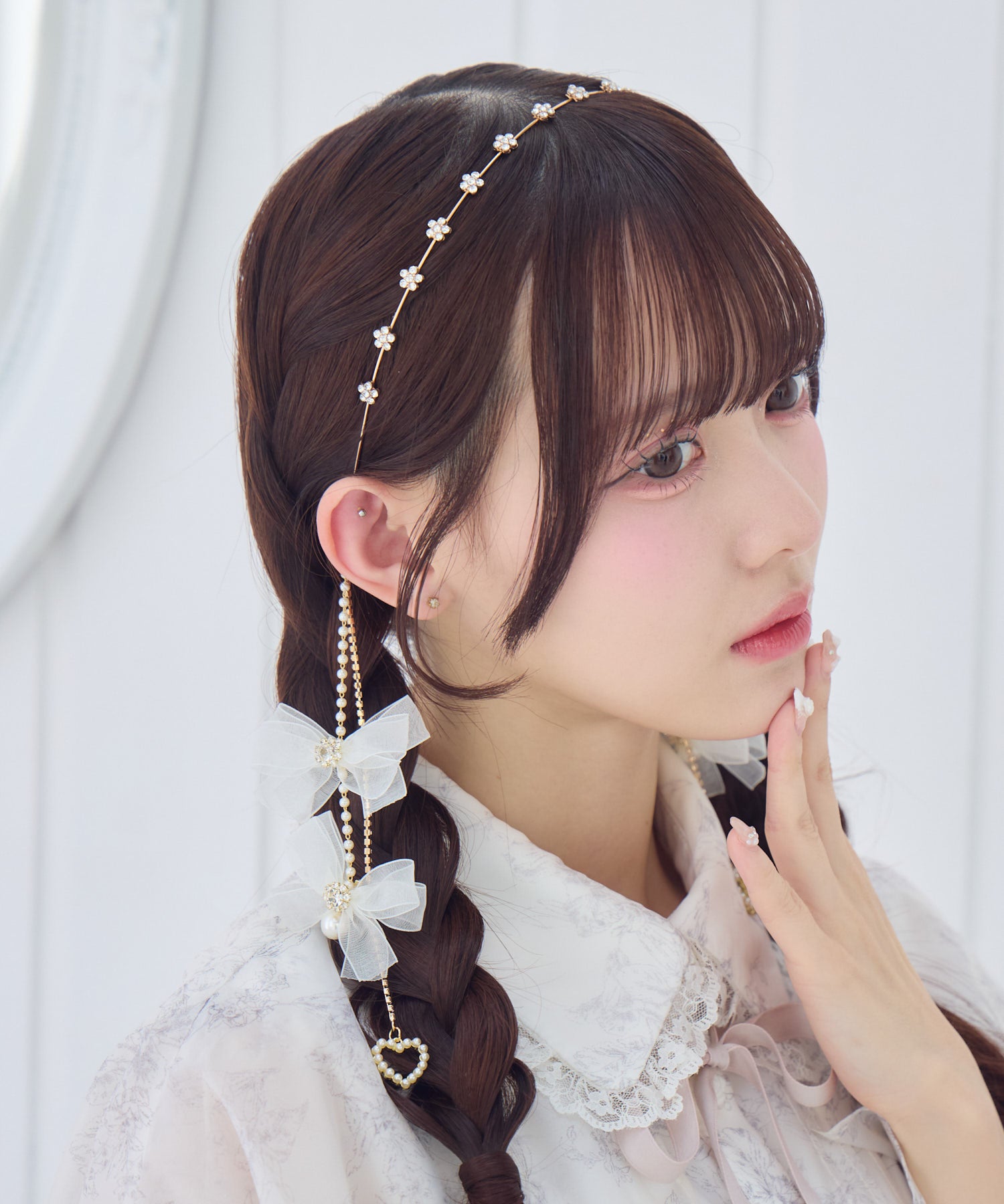 リボン付パールチェーンカチューシャ | Rlab store