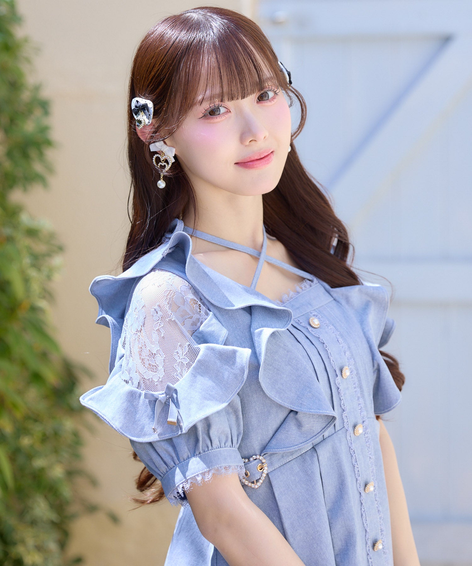 チョーカー付きデニムワンピース | Rlab store