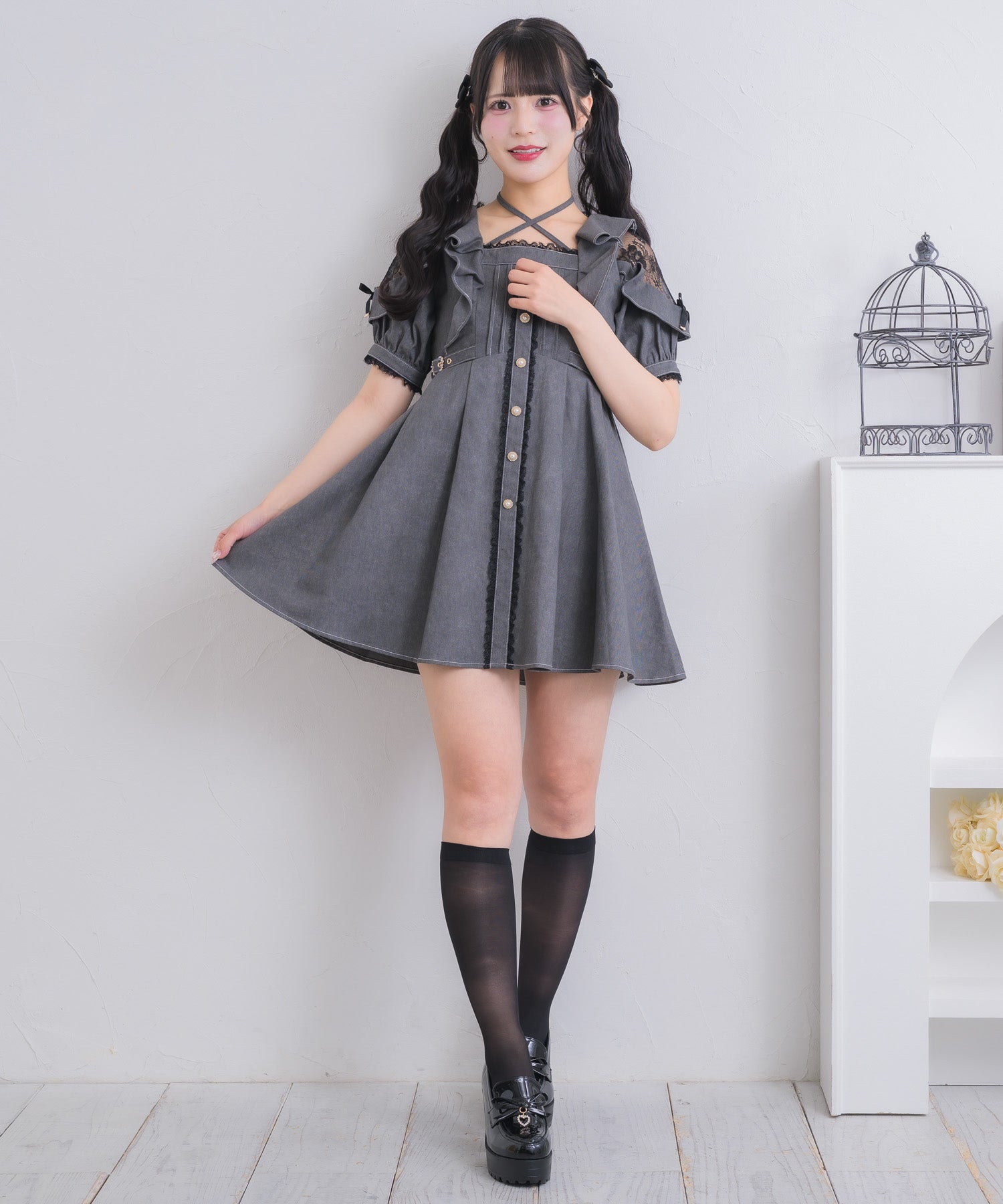 チョーカー付きデニムワンピース | Rlab store