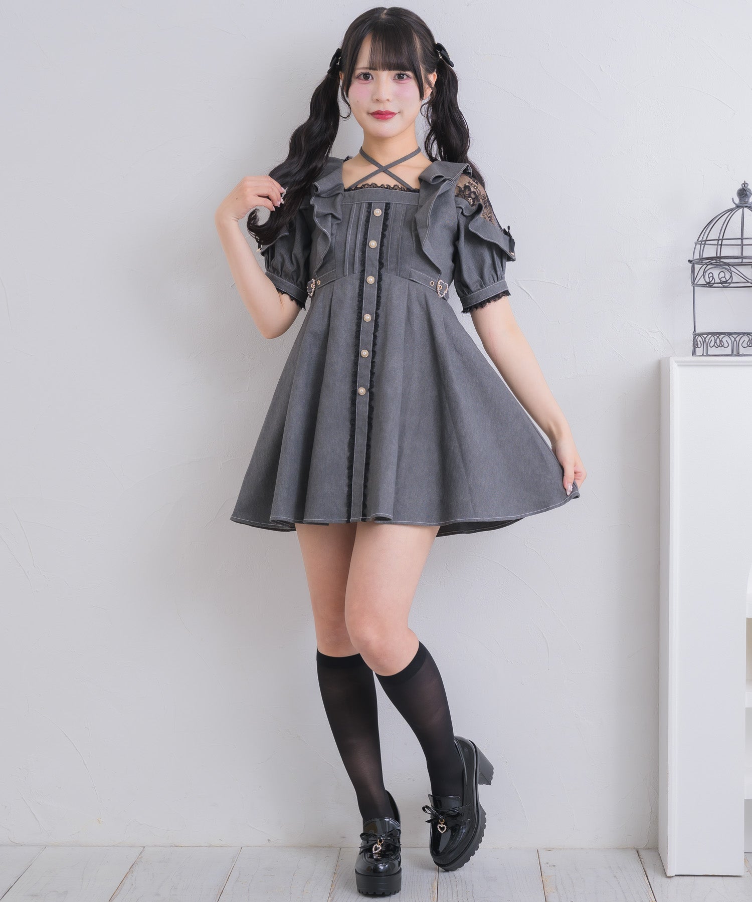 チョーカー付きデニムワンピース | Rlab store