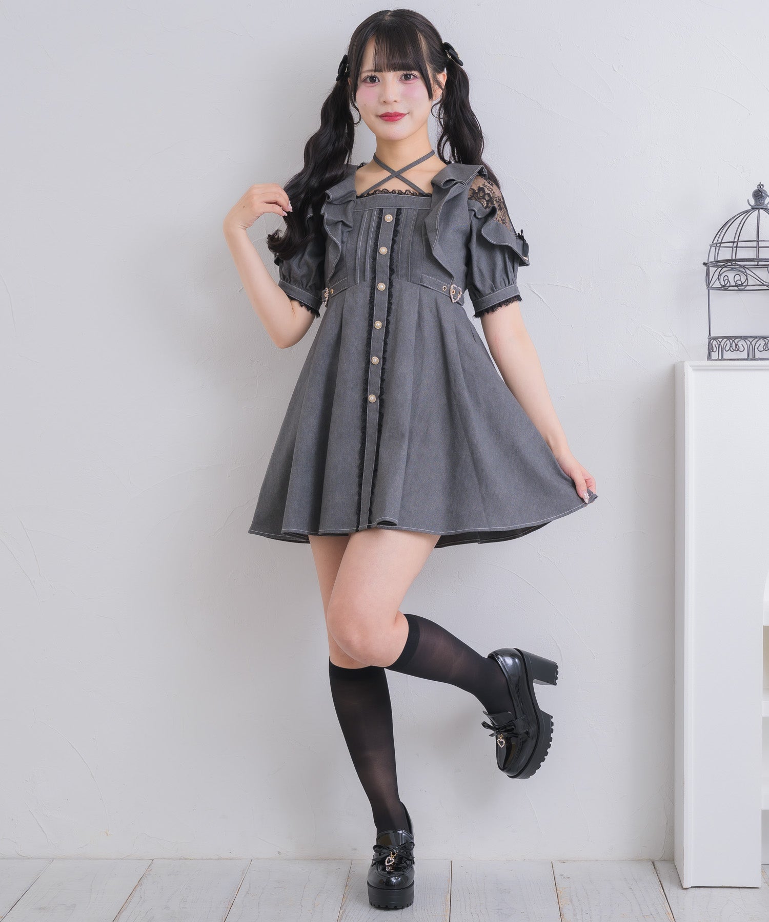 チョーカー付きデニムワンピース | Rlab store
