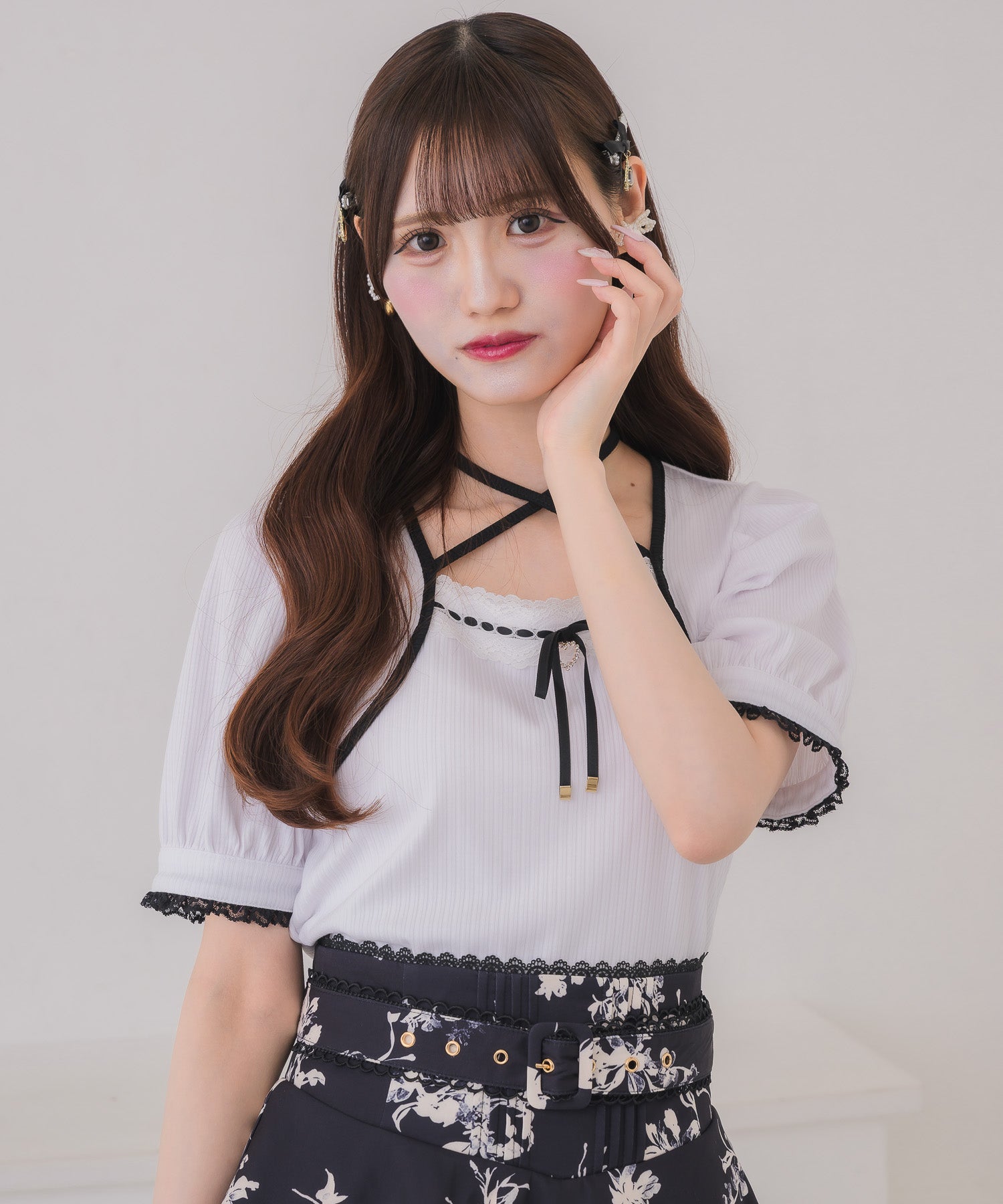 【yumi88】ダブルフェイスリブボレロトップ ボレロ風リボントップス | Rlab store