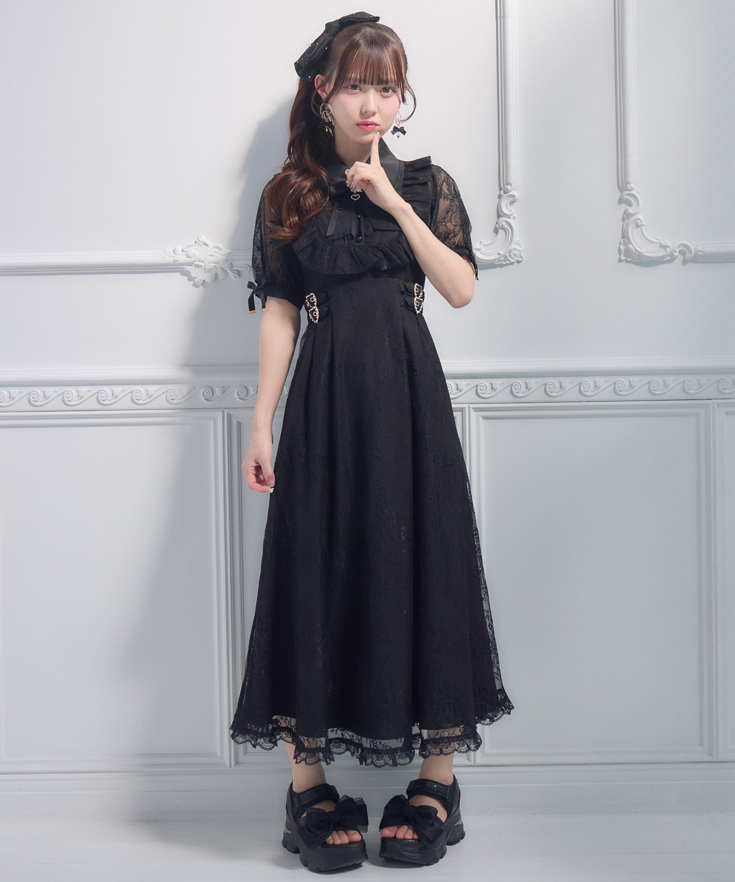 総レースヨークフリルロングワンピース | Rlab store