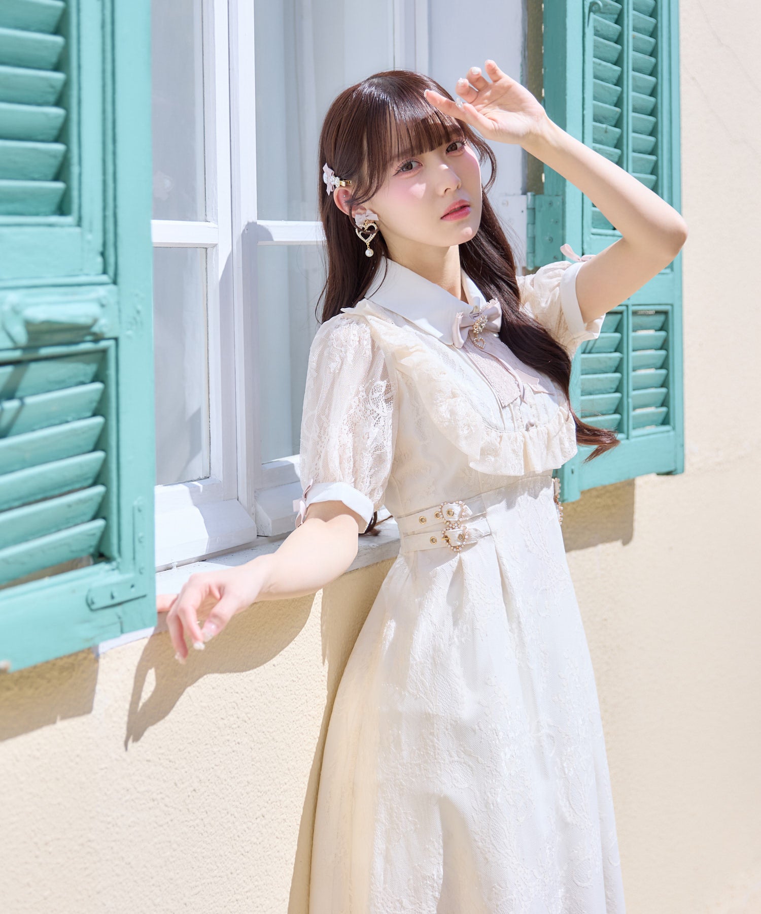 総レースヨークフリルロングワンピース | Rlab store