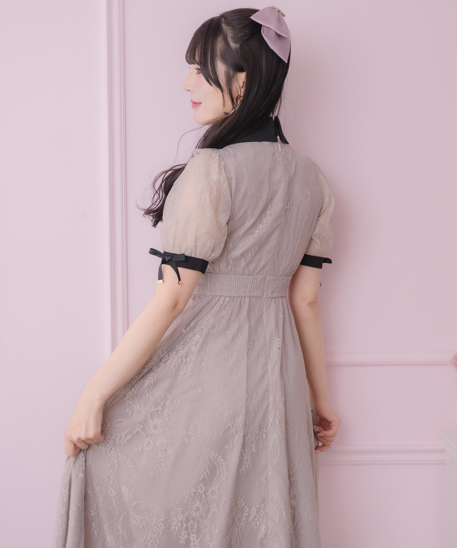 総レースヨークフリルロングワンピース | Rlab store