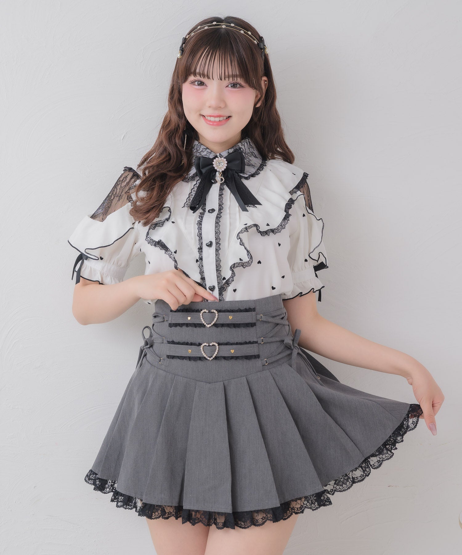 サイドレースアッププリーツスカパン | Rlab store