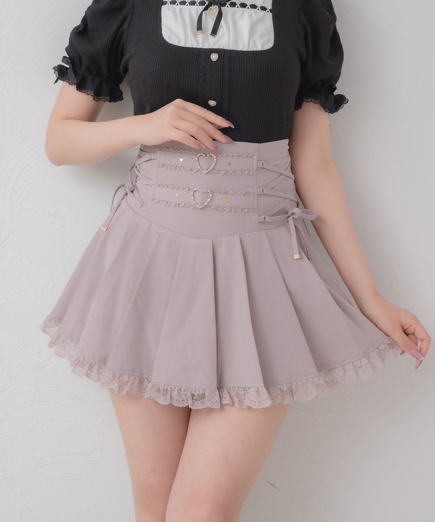 サイドレースアッププリーツスカパン | Rlab store