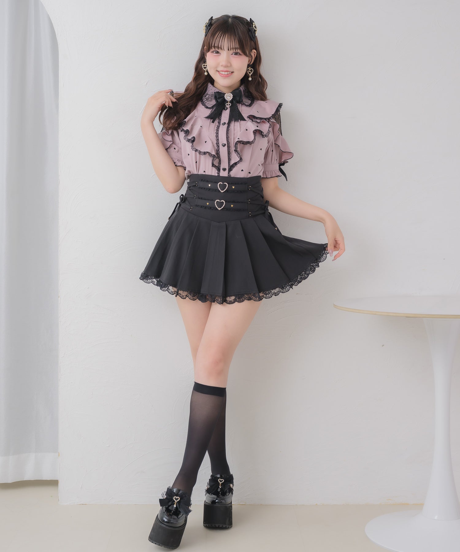 サイドレースアッププリーツスカパン | Rlab store