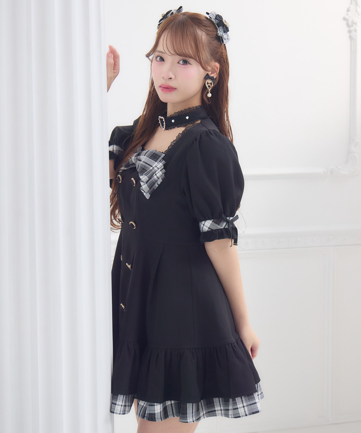 デコルテリボン裾ティアードワンピース | Rlab store