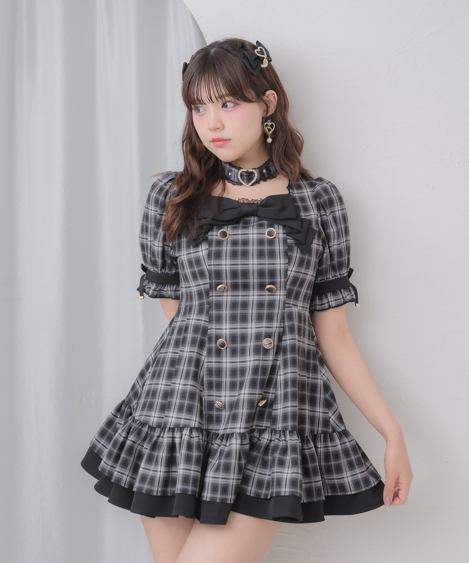 デコルテリボン裾ティアードワンピース | Rlab store