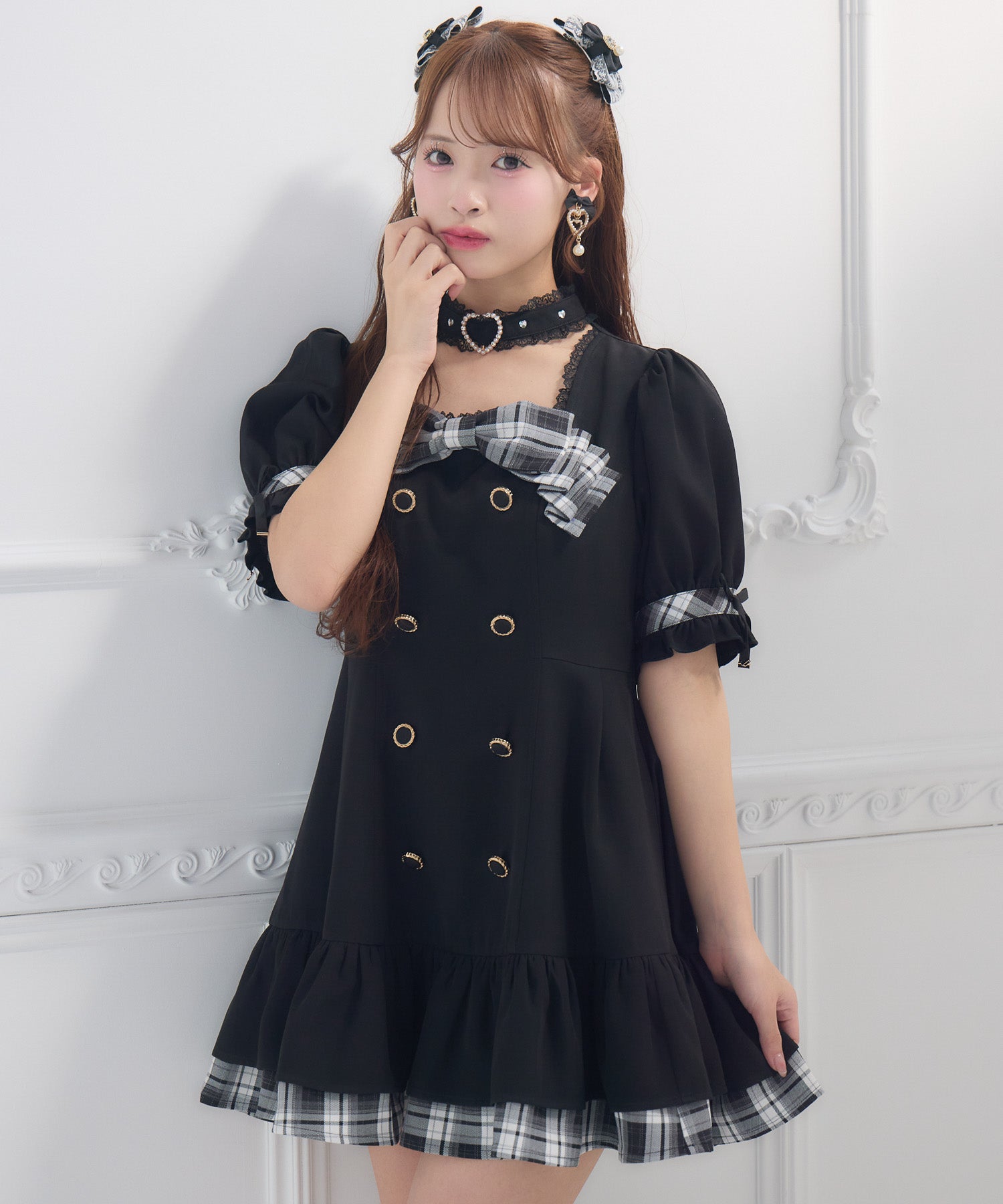 デコルテリボン裾ティアードワンピース | Rlab store