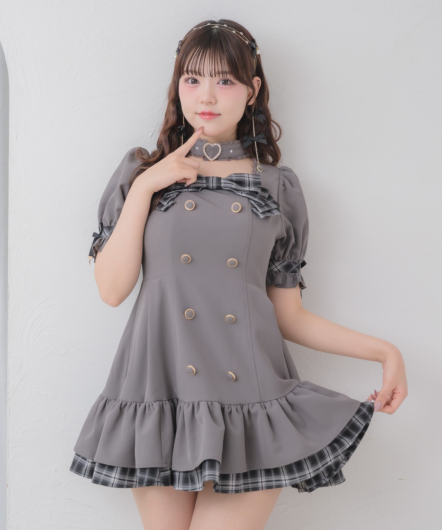 デコルテリボン裾ティアードワンピース | Rlab store