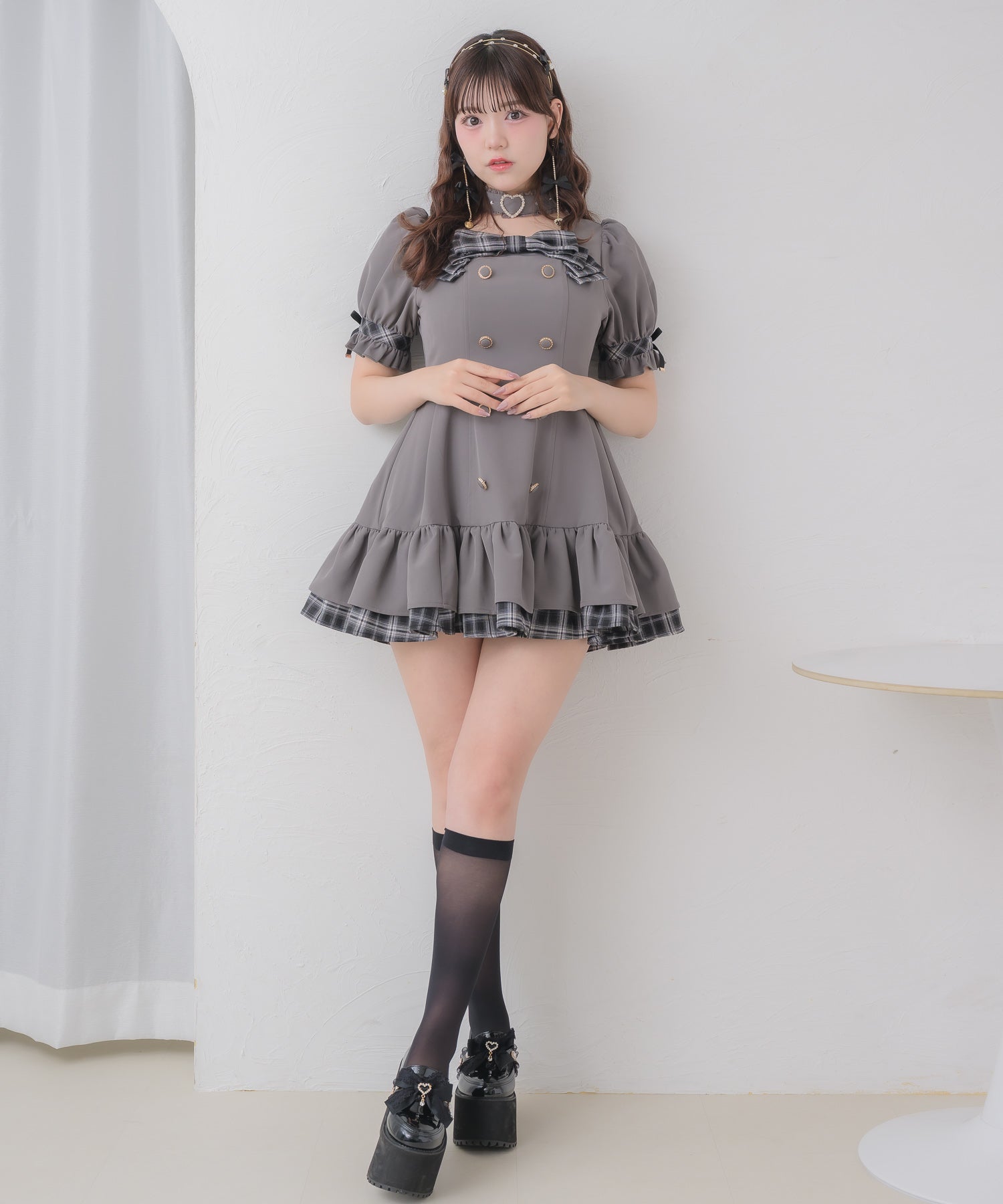デコルテリボン裾ティアードワンピース | Rlab store