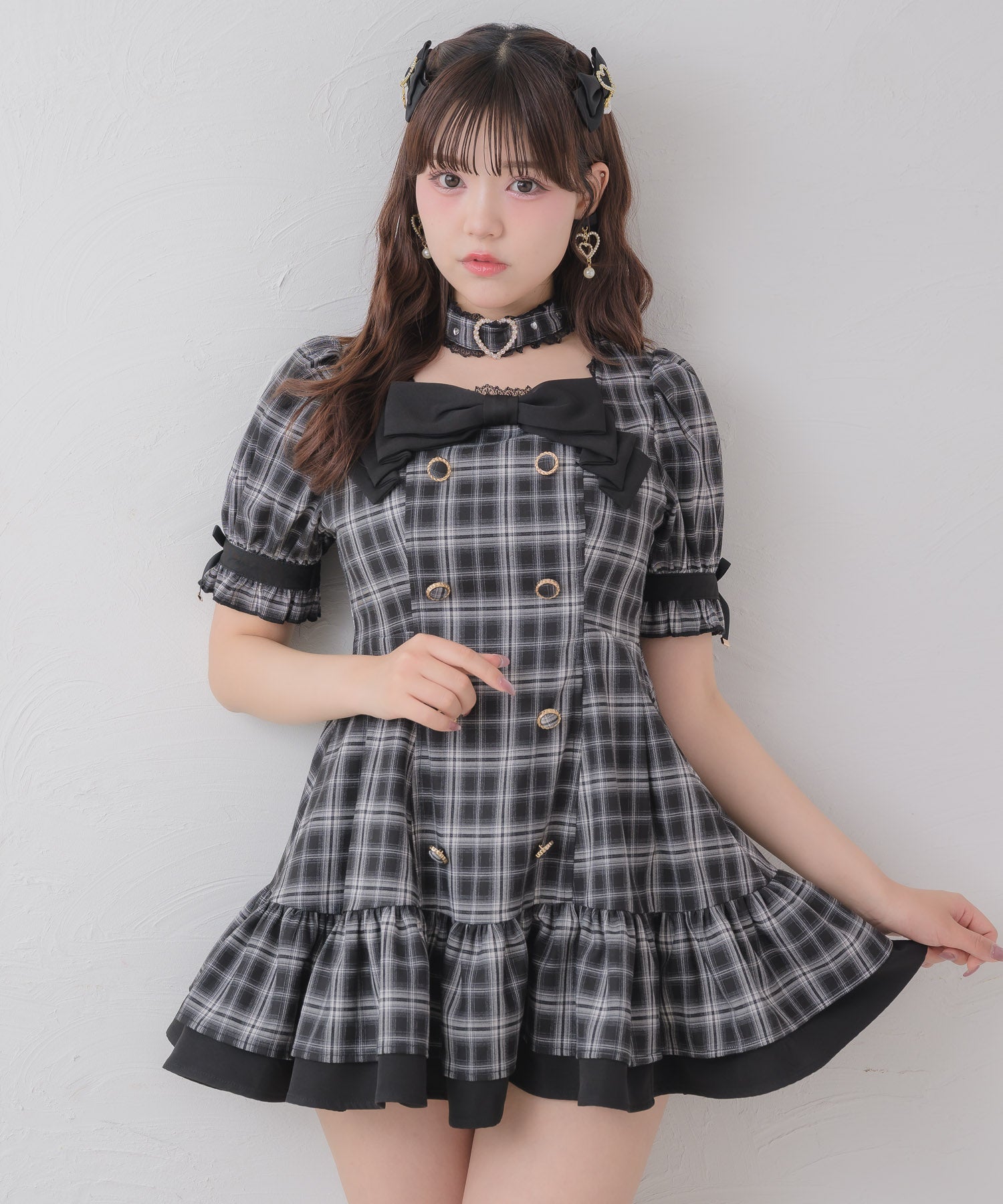 デコルテリボン裾ティアードワンピース | Rlab store