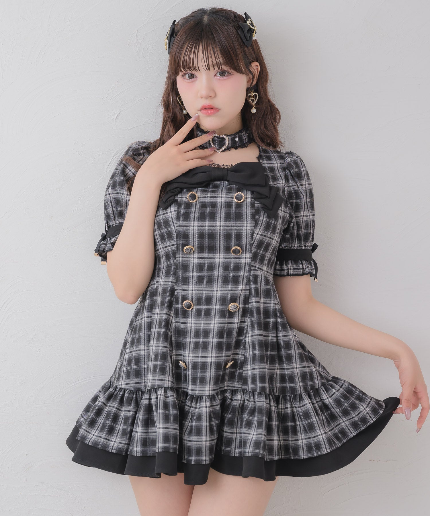デコルテリボン裾ティアードワンピース | Rlab store