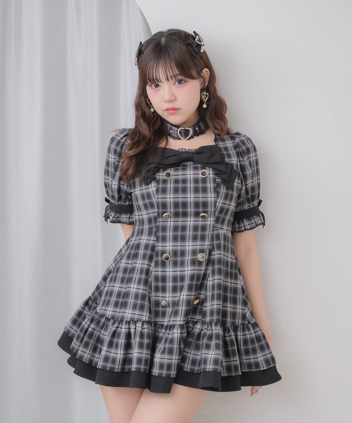 デコルテリボン裾ティアードワンピース | Rlab store