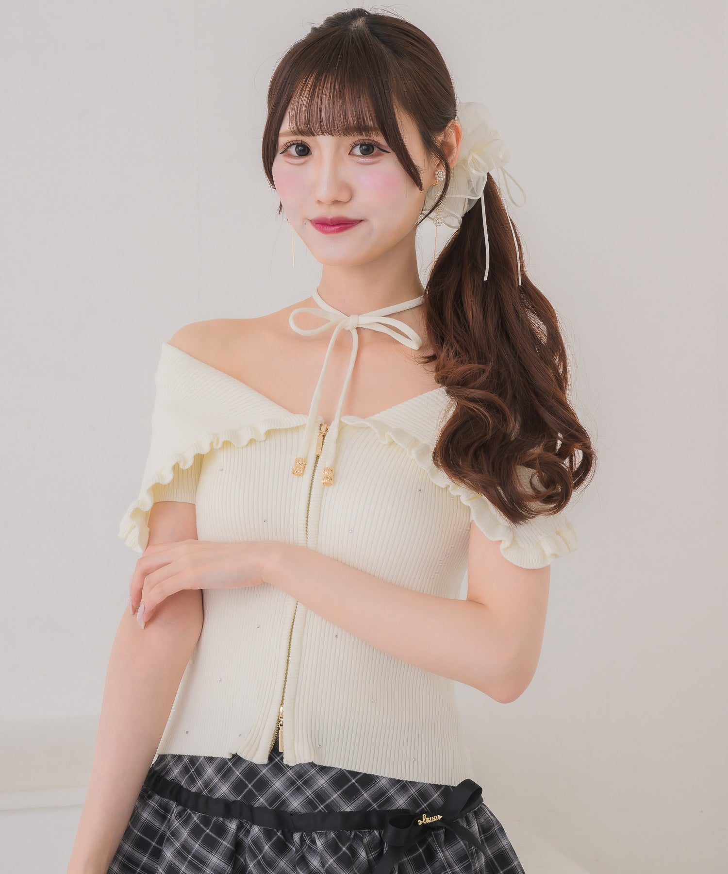 ビッグ衿半袖ニットトップス | Rlab store