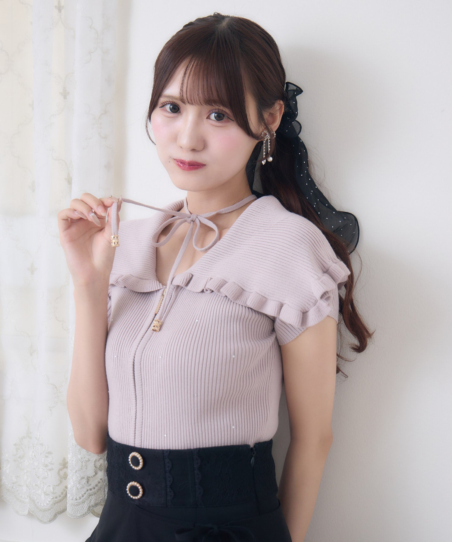 ビッグ衿半袖ニットトップス | Rlab store
