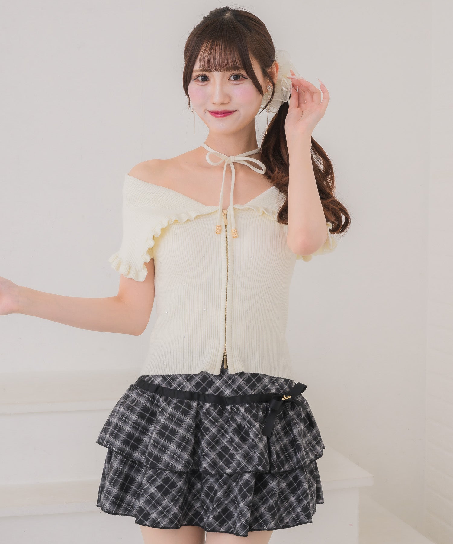 ビッグ衿半袖ニットトップス | Rlab store