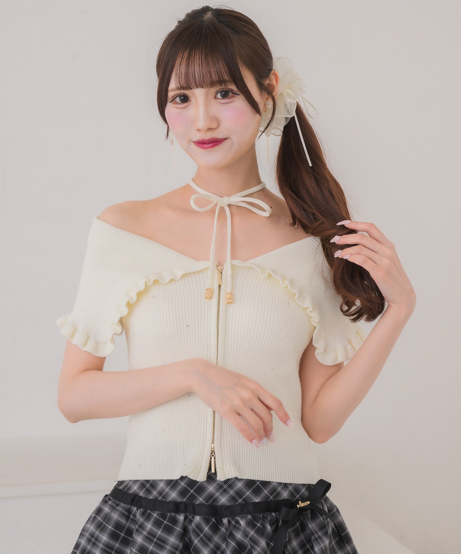 ビッグ衿半袖ニットトップス | Rlab store