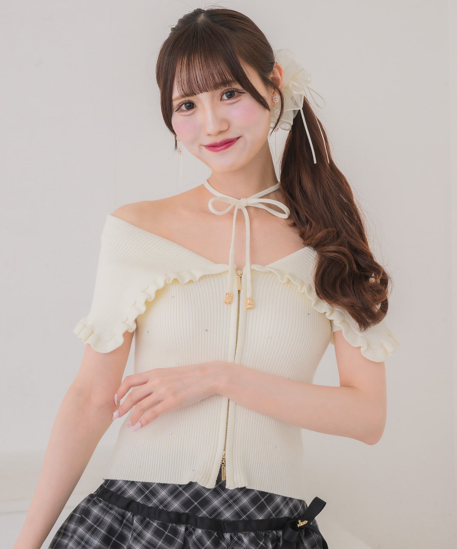 ビッグ衿半袖ニットトップス | Rlab store