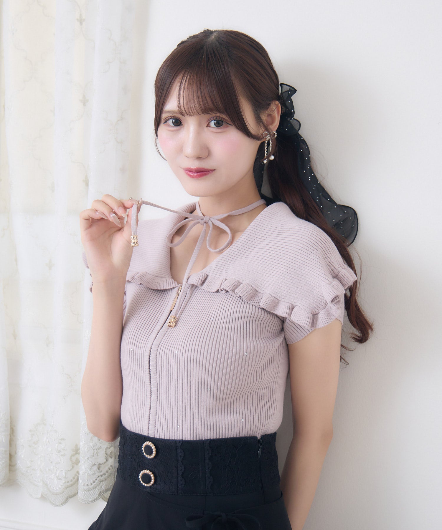 ビッグ衿半袖ニットトップス | Rlab store