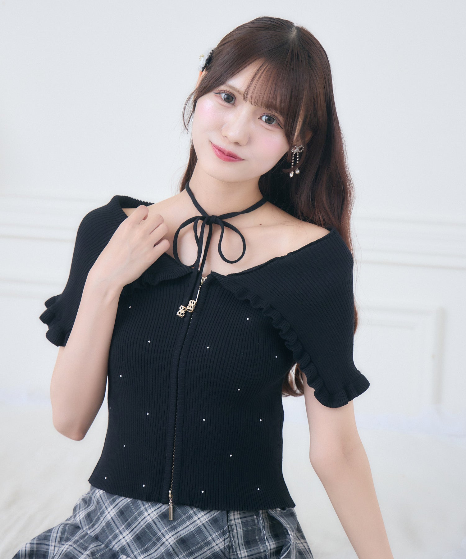 ビッグ衿半袖ニットトップス | Rlab store