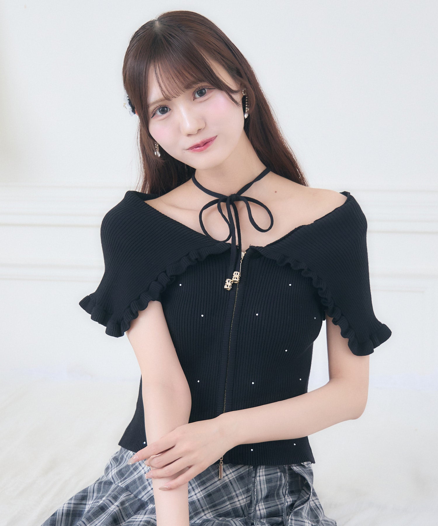 ビッグ衿半袖ニットトップス | Rlab store