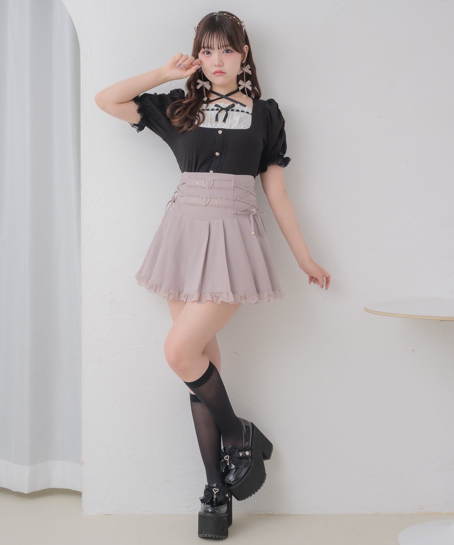 クロスリボンヨーク切替カットトップス | Rlab store