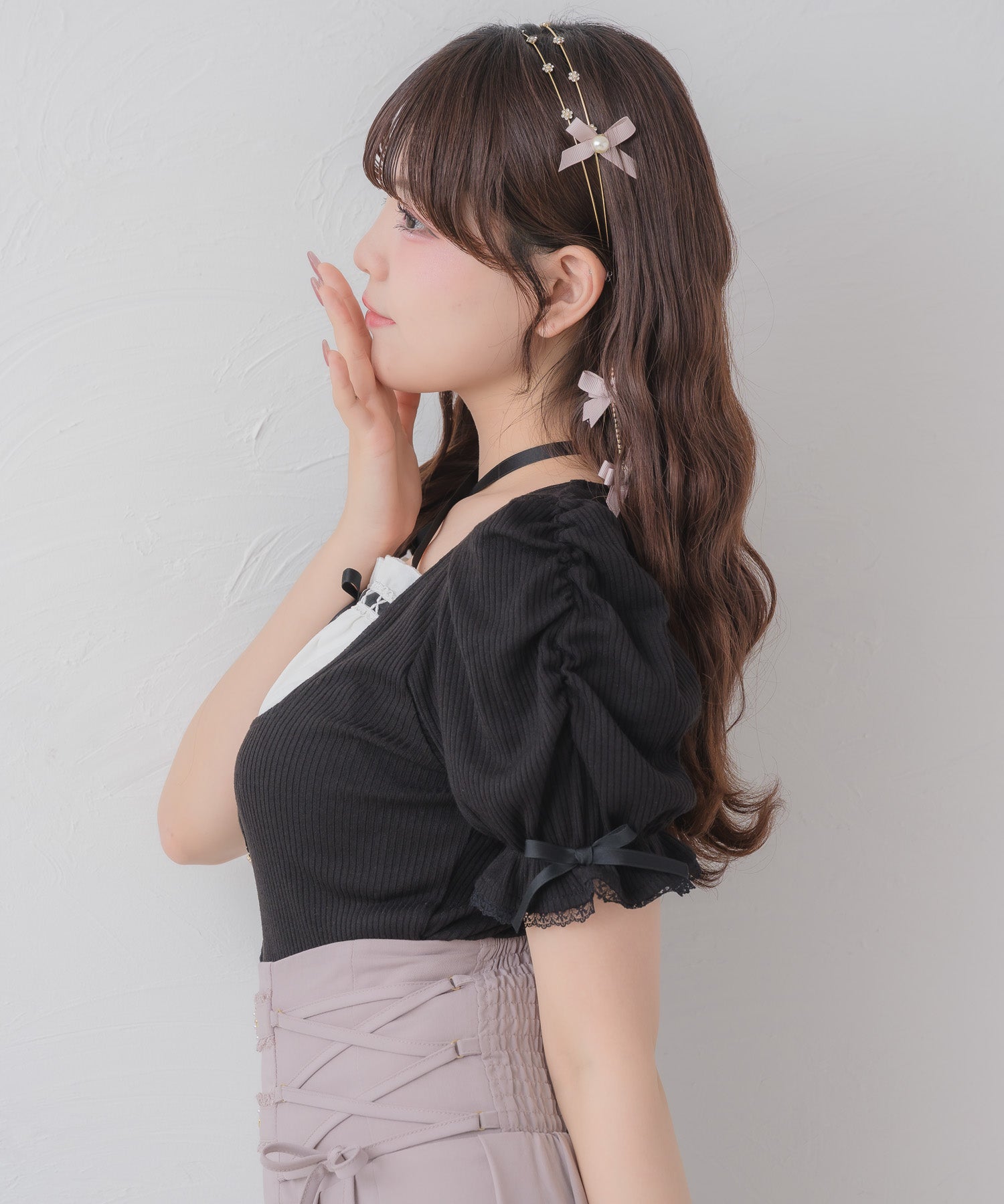 クロスリボンヨーク切替カットトップス | Rlab store