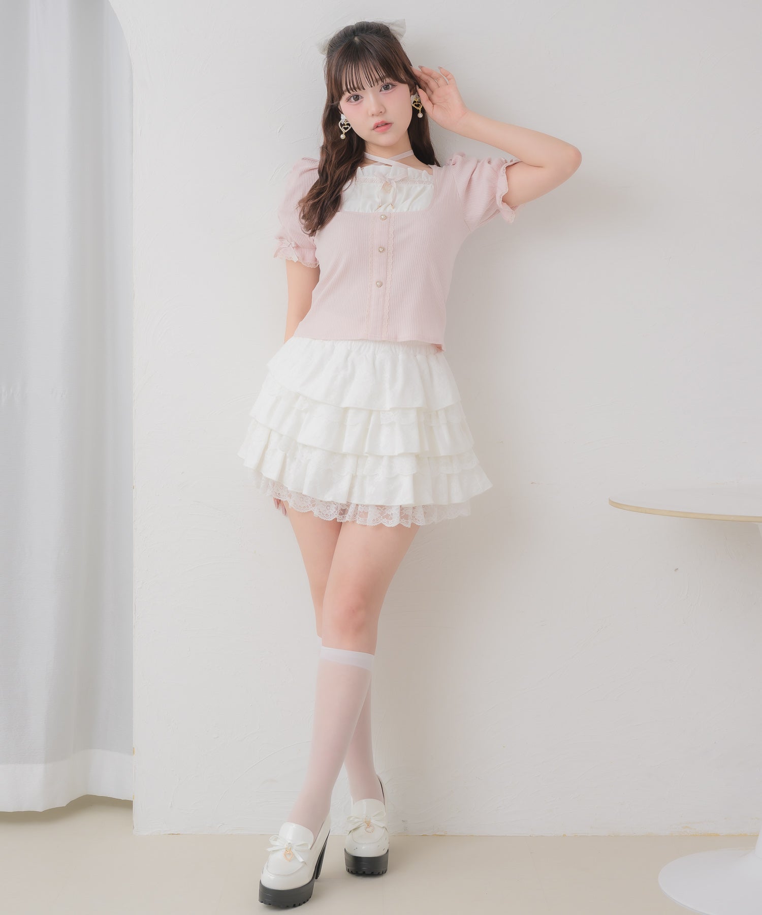 クロスリボンヨーク切替カットトップス | Rlab store