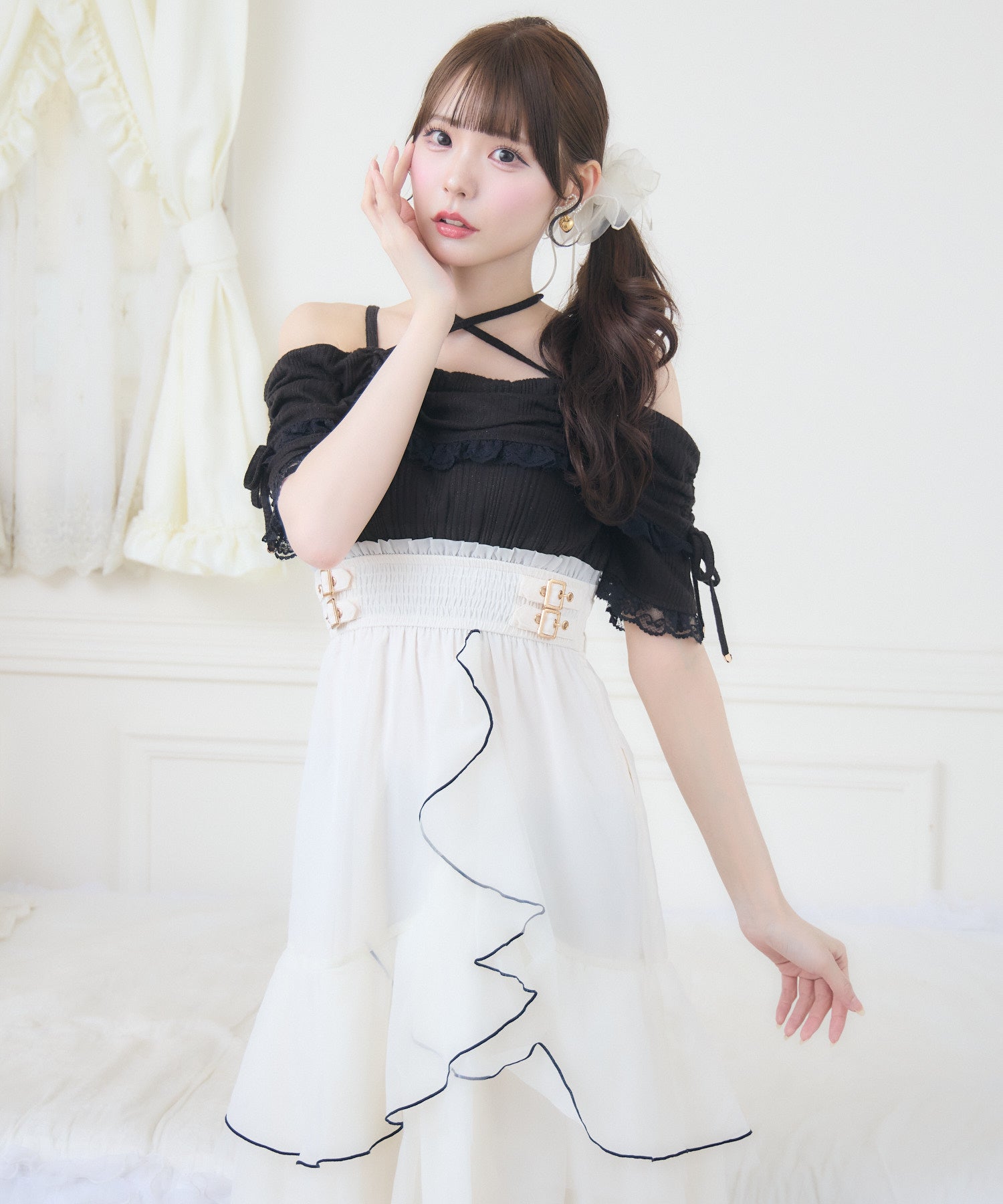 オフショルドッキングティアードワンピース | Rlab store
