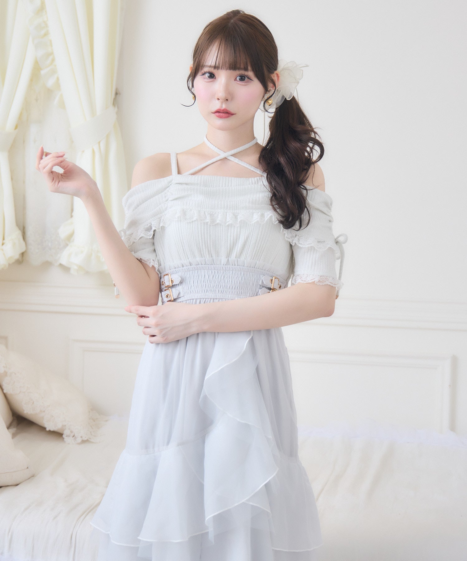オフショルドッキングティアードワンピース | Rlab store