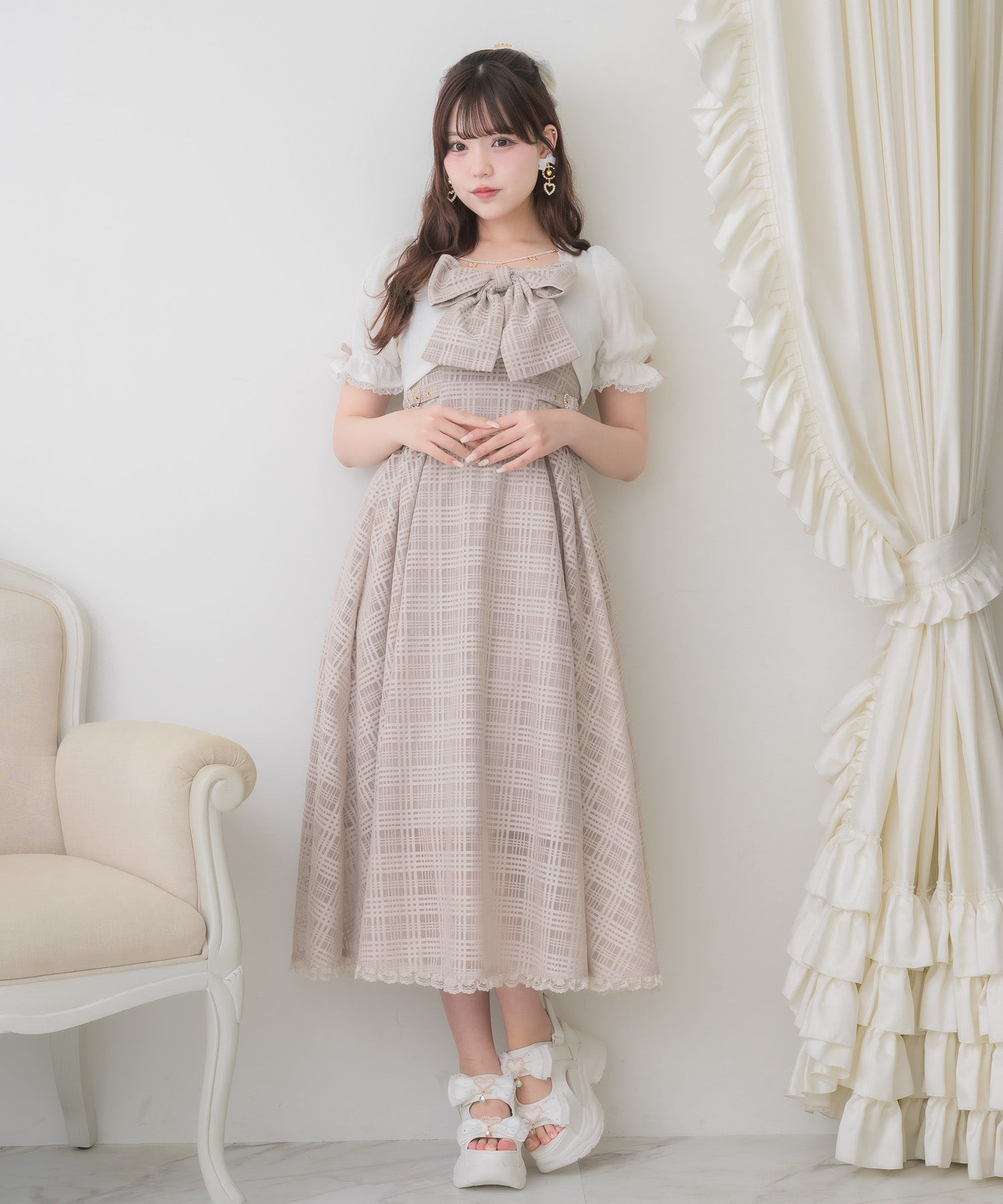 ビジューダブルリボン厚底スポサン | Rlab store
