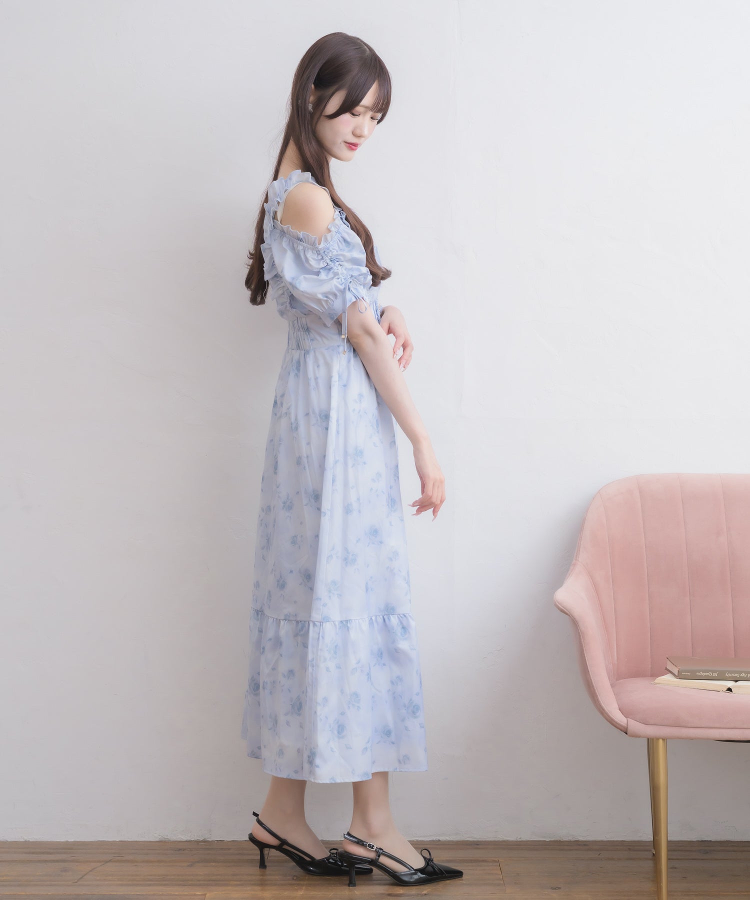 ローズプリントオフショルフリルワンピース | Rlab store