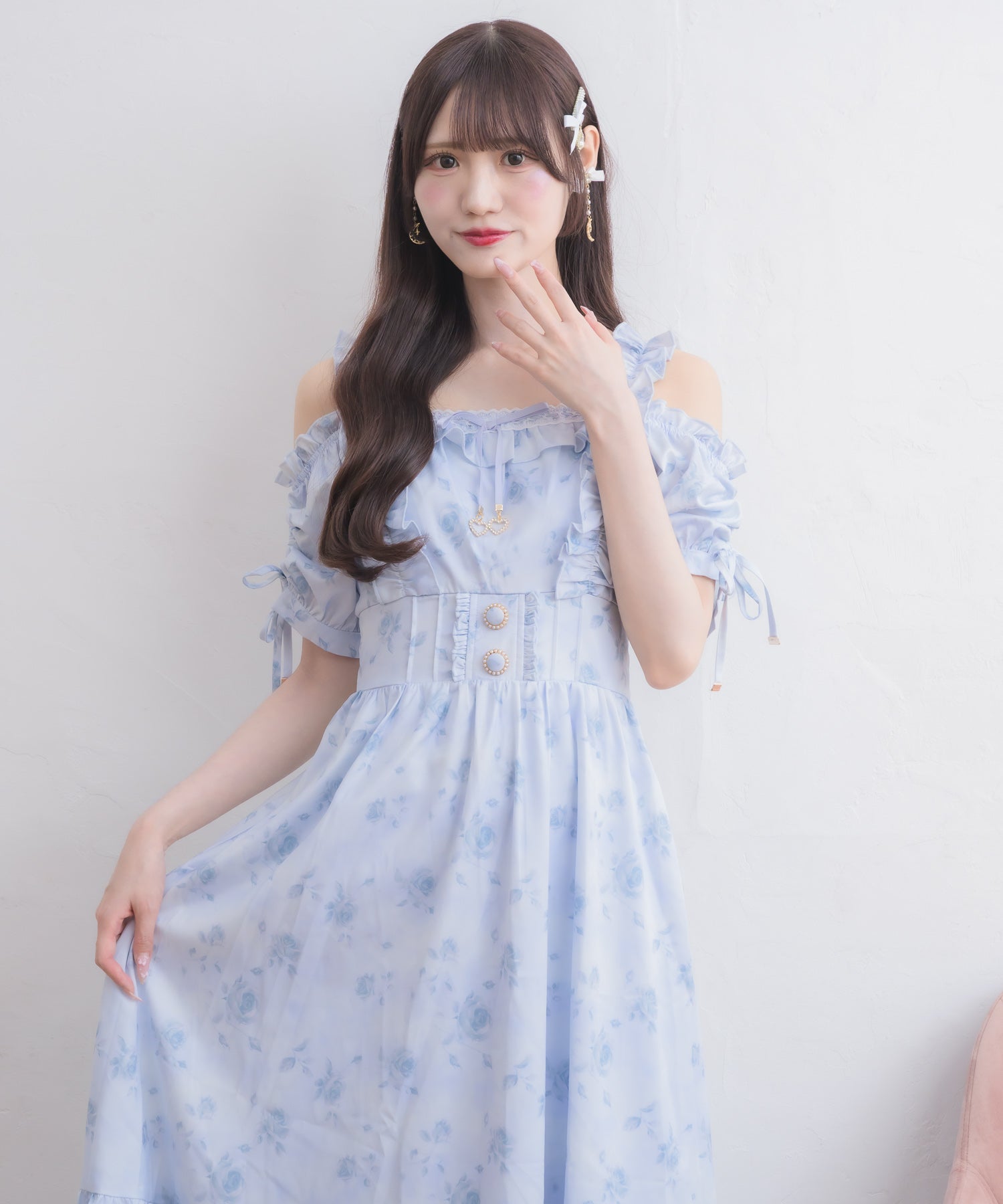 ローズプリントオフショルフリルワンピース | Rlab store