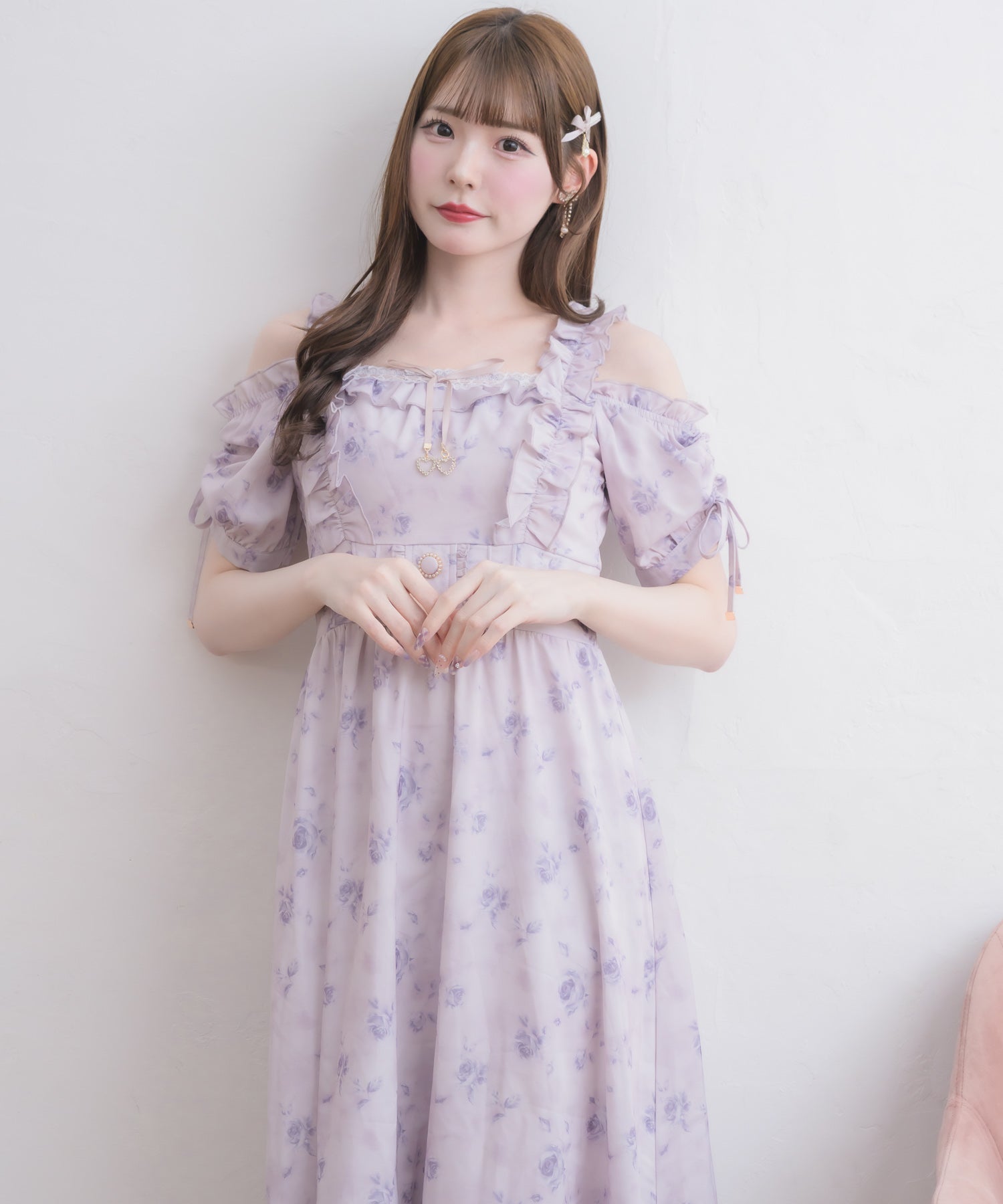 ローズプリントオフショルフリルワンピース | Rlab store